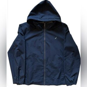 Nautica Men’s Size Large Windbreaker Jacket Water Resistant Stretch Navy Blue
